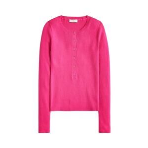 J.Crew Women’s Henley Sweater in TENCEL Blend Fuchsia Bloom CH822 | Size XS New